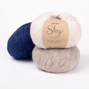 Filato baby alpaca - Filato DK - Filato di lana per maglieria - Filato Drops SKY - Lana per uncinetto - Filato morbido - Filato per neonati - Filato per sciarpe