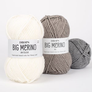 DROPS Big Merino - Merino wool yarn - Superwash yarn - 100 wool yarn - Soft wool - Drops yarn - Yarn worsted - Aran yarn - Knitting yarn