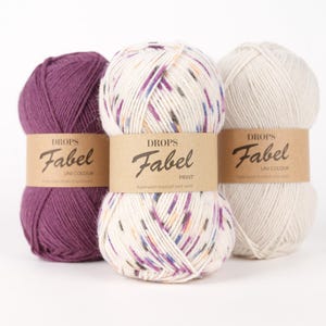 ウール混紡ソックヤーン DROPS FABEL スーパーウォッシュ 中細～細番手 グラデーションヤーン（靴下用）