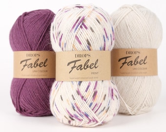 Wool Blend Sock Yarn DROPS FABEL Superwash Fingering Weight Gradient yarn for Socks