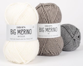 DROPS Big Merino Yarn – Superwash Merino Wool, Aran Worsted - 50g 82 Yards
