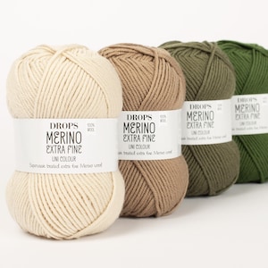 DK superwash merino wool knitting yarn DROPS Merino Extra Fine - worsted weight yarn