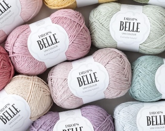 DROPS Belle Cotton Viscose Linen Yarn, DK Weight, Summer Fiber, Everyday Luxury, 50g