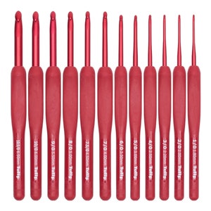 Tulip Etimo Rosso Uncinetti singoli - Uncinetti ergonomici - Uncinetti con impugnatura morbida - Regalo per uncinetto - Attrezzi per uncinetto