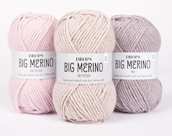 DROPS Big Merino Yarn – Superwash Merino Wool, Aran Worsted - 50g 82 Yards