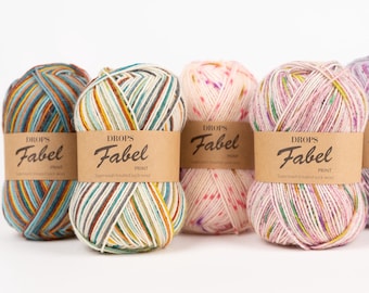 Selbstgestreifte Sockenwolle DROPS FABEL - Farbverlaufswolle Superwash in Fingering