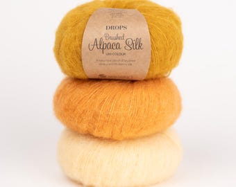 DROPS Brushed Alpaca Silk Yarn – Luxurious Fluffy Blend for Knitting