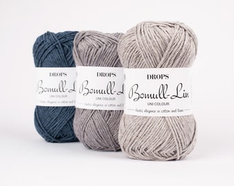 Linen cotton yarn - Linen yarn - Crochet yarn - Summer yarn knit - Yarn for bag - Yarn for summer dress - Natural yarn - DROPS Bomull-Lin