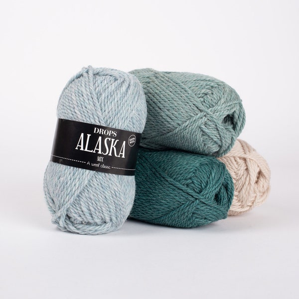 Knitting yarn aran weight - Worsted yarn - Pure wool yarn for hats, sweaters, mittens and socks - Certified wool - Drops Alaska