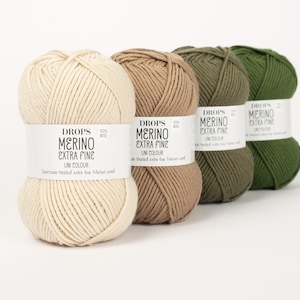 DK superwash merino wool knitting yarn DROPS Merino Extra Fine - worsted weight yarn