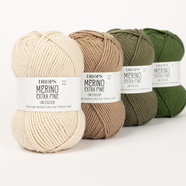 DK superwash merino wool knitting yarn DROPS Merino Extra Fine - worsted weight yarn