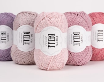 DROPS Belle Cotton Viscose Linen Yarn, DK Weight, Summer Fiber, Everyday Luxury, 50g