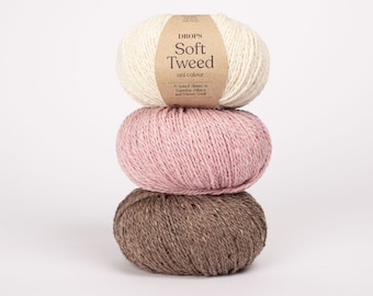 Tweed DK yarn in Merino wool and Alpaca for sweaters, hats, vests - Drops yarn SOFT TWEED wool yarn - 50 g 130 m