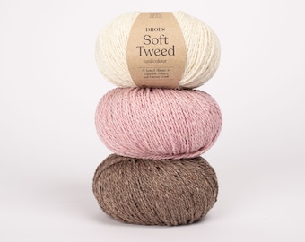 Tweed DK-garen in merinowol en alpaca voor truien, hoeden, vesten - Drops-garen SOFT TWEED-wolgaren - 50 g 130 m