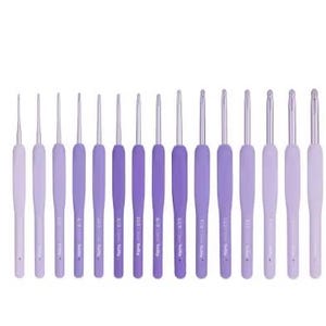 Crochet Tulip Etimo Murasaki : prise souple ergonomique, pointe en aluminium violet