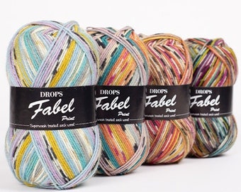 Wool blend sock yarn - Superwash yarn - Fingering yarn - Knitting wool yarn - Socks yarn - Drops Fabel - Yarns wool - Gradient yarn