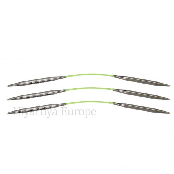 HIYAHIYA Flyers STEEL Agujas de tejer flexibles de doble punta de 8'' - Juego de 3 - DPN Longitud 20 cm / 8 in - 2,00 mm-3,50 mm