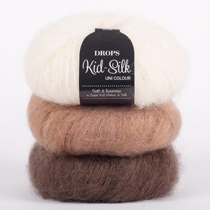 DROPS KID-SILK Yarn, Super Kid Mohair and Silk Blend, Lace Weight Knitting Yarn