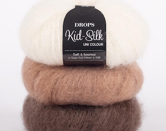 DROPS KID-SILK Yarn, Super Kid Mohair and Silk Blend, Lace Weight Knitting Yarn