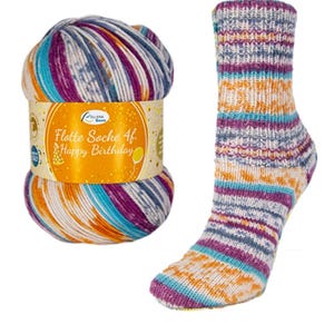 Sock yarn HAPPY BIRTHDAY collection 100 g 420 m, RELLANA Wool blend yarn, Superwash sock yarn, Fingering weight yarn, Gradient yarn
