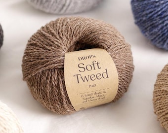 DROPS Soft Tweed Yarn, Merino Wool Alpaca Blend, DK Weight 50g 142 Yards
