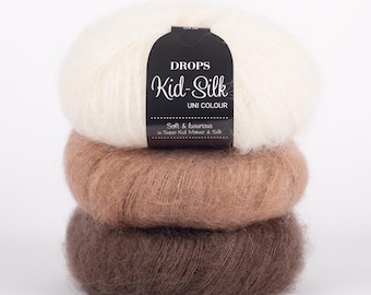 DROPS KID-SILK Yarn, Super Kid Mohair and Silk Blend, Lace Weight Knitting Yarn