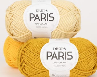 DROPS Paris 100% Cotton Aran Weight Yarn, Soft Natural Crochet  Yarn - 50g 82 Yards