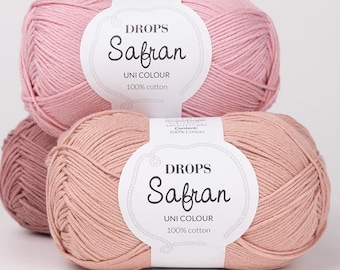 DROPS SAFRAN 100% Egyptian Cotton Yarn, Soft & Durable Knitting Crochet Yarn, Amigurumi