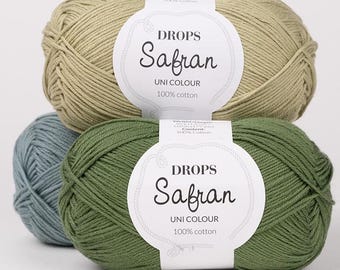 DROPS Safran 100% Egyptian Cotton Yarn, Soft Summer Knitting Crochet - Amigurumi - 50g 175 Yards