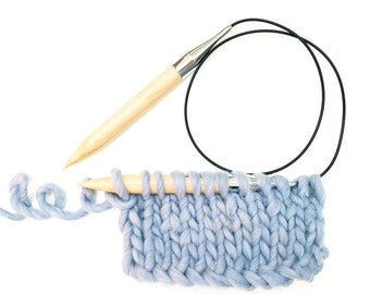 Wooden knitting needles - Giant knitting needles US15 US36 - Circular knitting needles - Needles wood - Fixed circular needles 80 cm 31.5 in