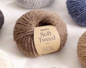 DROPS Soft Tweed Yarn, Merino Wool Alpaca Blend, DK Weight 50g 142 Yards