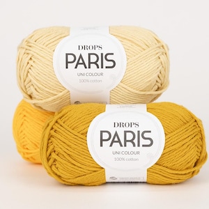 Hilo DROPS Paris 100% algodón, grosor Aran, hilo de ganchillo suave y natural - 50 g, 82 yardas