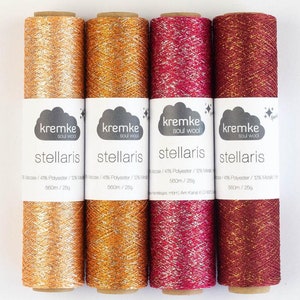 Glitter yarn STELLARIS Kremke Metallic yarn - Lace yarn - Sparkle yarn - Shimmering yarn - Christmas yarn - Gold yarn - Silver yarn