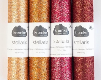 Glitter yarn STELLARIS Kremke Metallic yarn - Lace yarn - Sparkle yarn - Shimmering yarn - Christmas yarn - Gold yarn - Silver yarn