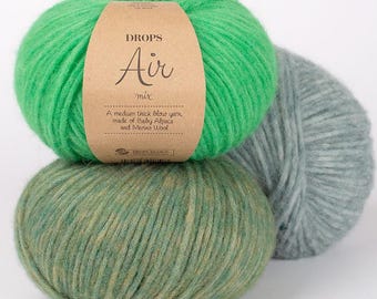 DROPS AIR Yarn, Baby Alpaca Merino Wool Blend Tube Yarn, Aran Weight