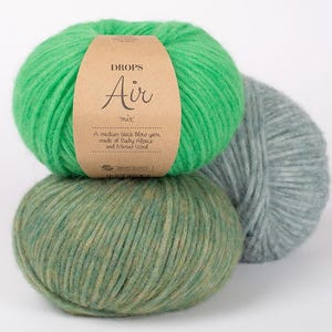 DROPS Air, Przędza dziewiarska, Przędza Aran, Przędza Worsted, Przędza Drops, 50 g 150 m, Przędza Baby Alpaca, Wełna Merino, Przędza na swetry, 45 kolorów
