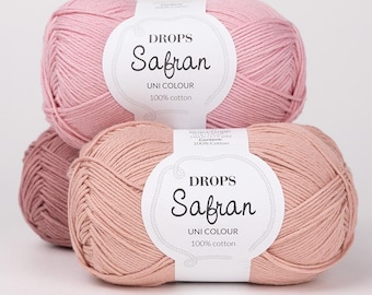 DROPS SAFRAN 100% ägyptische Baumwollgarn, weiches, strapazierfähiges Strick- und Häkelgarn, Amigurumi