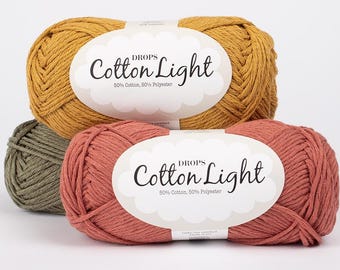 DROPS Cotton Light Yarn, DK Worsted Weight, Baby Garments - 50g 115 Yards