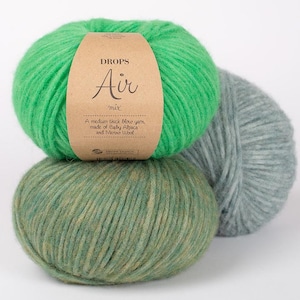 Hilo DROPS AIR, mezcla de lana merino y alpaca bebé, hilo tubular, grosor Aran.