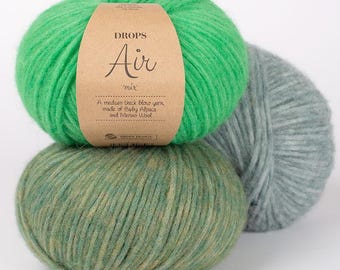 DROPS AIR Yarn, Baby Alpaca Merino Wool Blend Tube Yarn, Aran Weight