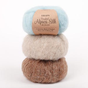 Filato di alpaca - Filato soffice - Filato per maglieria - Filato Aran - Filato pettinato - Filato Drops - Superfine Alpaca - DROPS Brushed Alpaca Silk