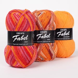 Wool blend sock yarn - Superwash yarn - Fingering yarn - Knitting wool yarn - Socks yarn - Drops Fabel - Yarns wool - Gradient yarn