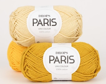 Fio DROPS Paris 100% Algodão, Espessura Aran, Macio e Natural para Crochê - 50g 82 Jardas