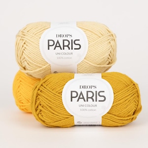 DROPS Paris 100% Cotton Aran Weight Yarn, Soft Natural Crochet  Yarn - 50g 82 Yards
