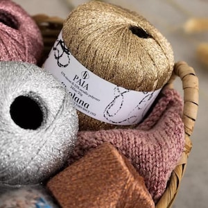 Hilo Filcolana PAIA con purpurina – Hilo metálico con peso de encaje - 25 gramos, 612 yardas