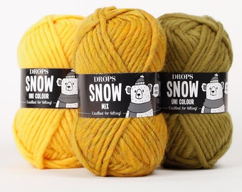 Fio de lã grosso - Fio grosso - Fio volumoso - DROPS SNOW - ESQUIMÓ - Fio para feltragem - Fio de inverno - Fio para tricô - Fio para crochê - Fio para feltragem