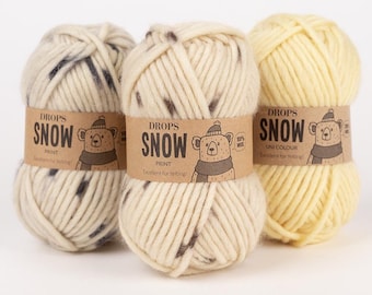 Chunky Wool Yarn – DROPS Snow, Bulky Felting Yarn - 50g 55 Yards