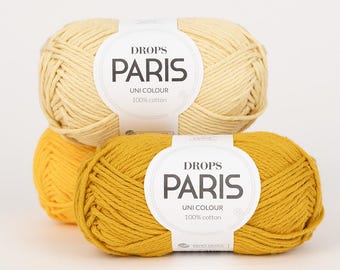 DROPS Paris 100% Cotton Aran Weight Yarn, Soft Natural Crochet  Yarn - 50g 82 Yards