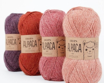 DROPS Alpaca Yarn, Superfine Sport Weight, Knitting Wool 50g 183 Yards