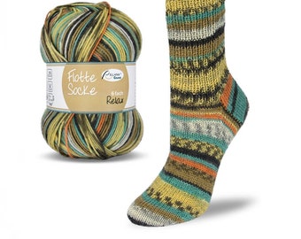 Fil à chaussettes RELAX 6 fils de RELLANA 150 g 375 m, Fil pour chaussettes, Laine Superwash, Fil épais sport, 1 écheveau pour une paire de chaussettes